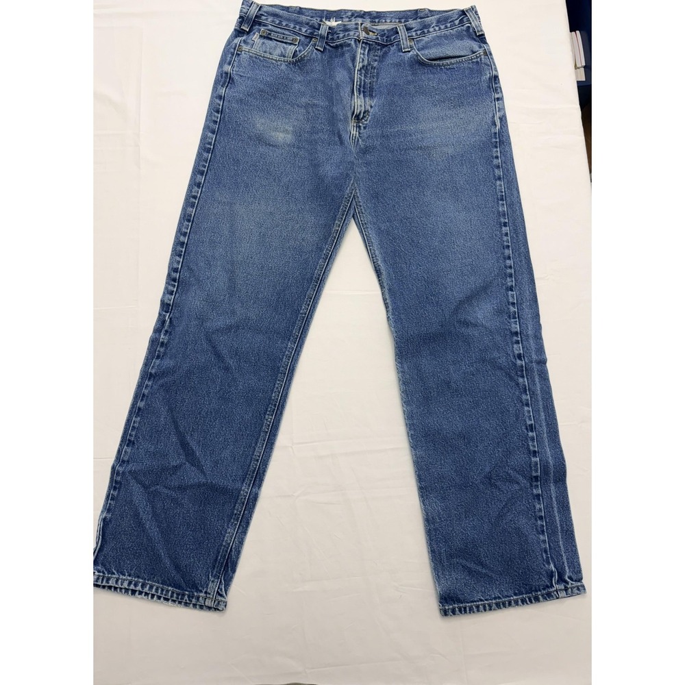 Carhartt Jeans Mens 42x32 Blue Med Wash Relaxed Straight Denim Pants Casual